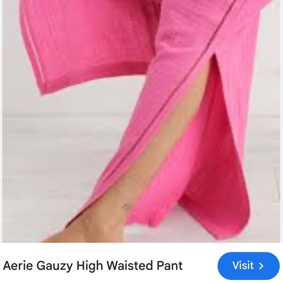 Aerie Pink Gauzy Pool To Party Crop Top and Pants Set - Picture 4 of 16